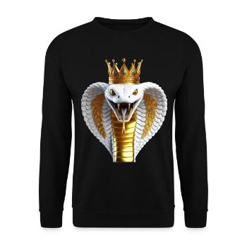 Königskobra mit Krone - Unisex Pullover - Schwarz - Vorne - Alina (178cm) & Michal (187cm)