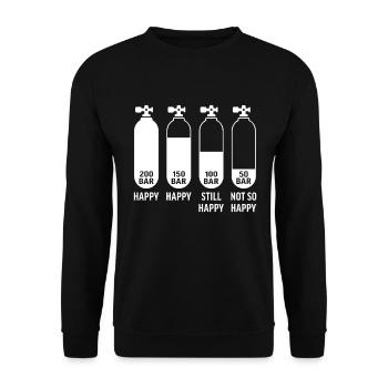 Sauerstoffflasche lustig Happy Diver T-Shirt Tauchen - Unisex Pullover - Schwarz - Vorne - Alina (178cm) & Michal (187cm)
