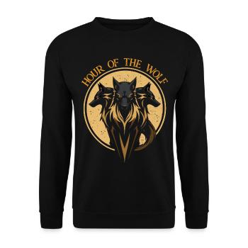 Ehre des Dreifachwolfs - Unisex Pullover - Schwarz - Vorne - Alina (178cm) & Michal (187cm)