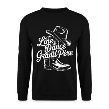 Cowboy Hat and Retro Boots for Grandpa - Unisex Sweatshirt - black - Front - Alina (178cm) & Michal (187cm)