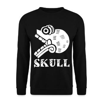 White tribal skull - Unisex Sweatshirt - black - Front - Alina (178cm) & Michal (187cm)
