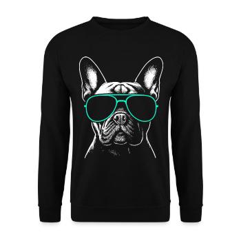 Französische Bulldogge Kopf - Unisex Pullover - Schwarz - Vorne - Alina (178cm) & Michal (187cm)