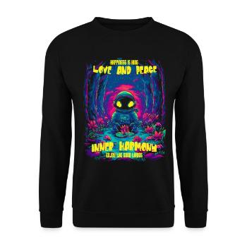 Cosmic neon astronaut in the forest - Unisex Sweatshirt - black - Front - Alina (178cm) & Michal (187cm)