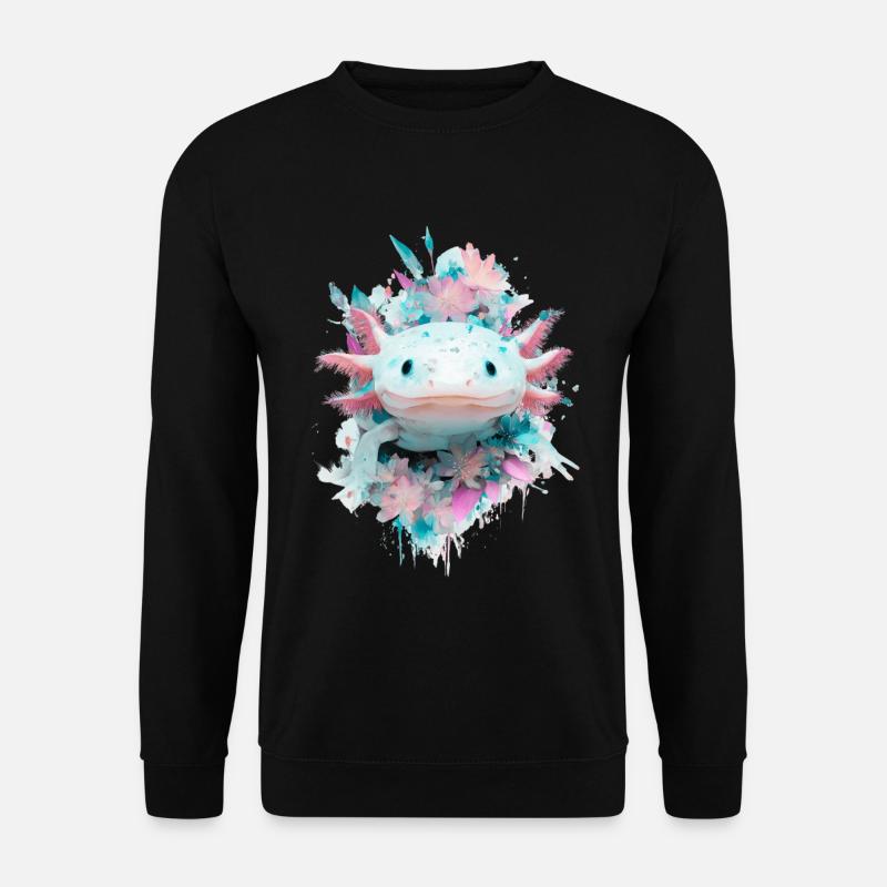 Pastel Axolotl Flower Magic - Unisex Sweatshirt - black