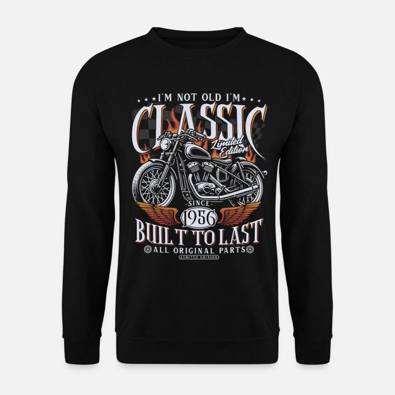 1956 Jahrgang Geburtstag Motorrad Geschenk - Unisex Pullover - Schwarz