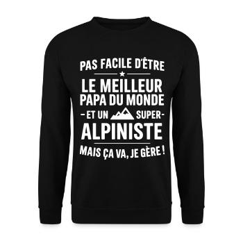 Heart + Mountaineering – Super Dad Mountaineer - Unisex Sweatshirt - black - Front - Alina (178cm) & Michal (187cm)