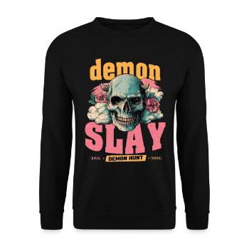 Demon Hunter Skull - Unisex Sweatshirt - black - Front - Alina (178cm) & Michal (187cm)