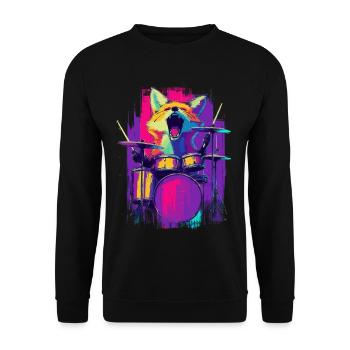 Wild Fox à la batterie - Gift batteur rock - Sweat-shirt Unisexe - noir - Devant - Alina (178cm) & Michal (187cm)