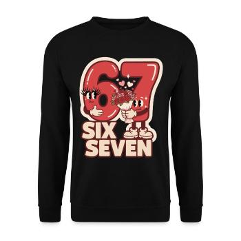 67 Six Seven meme Valentine's Day Funny Gift - Unisex Sweatshirt - black - Front - Alina (178cm) & Michal (187cm)
