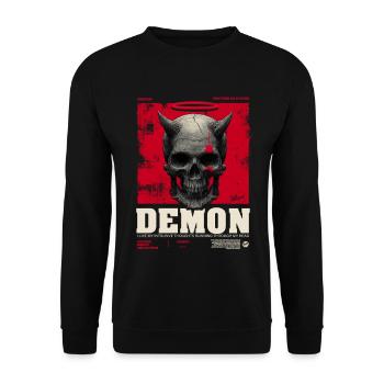 Dämonen Schädel mit rotem Halo - Unisex Pullover - Schwarz - Vorne - Alina (178cm) & Michal (187cm)