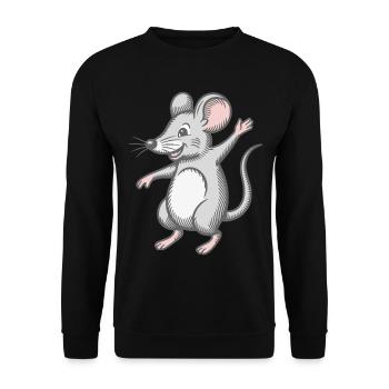 Happy mouse dancing laughing dancing laughing happy - Unisex Sweatshirt - black - Front - Alina (178cm) & Michal (187cm)