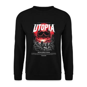 Utopia Skull Fire Red - Unisex Sweatshirt - black - Front - Alina (178cm) & Michal (187cm)