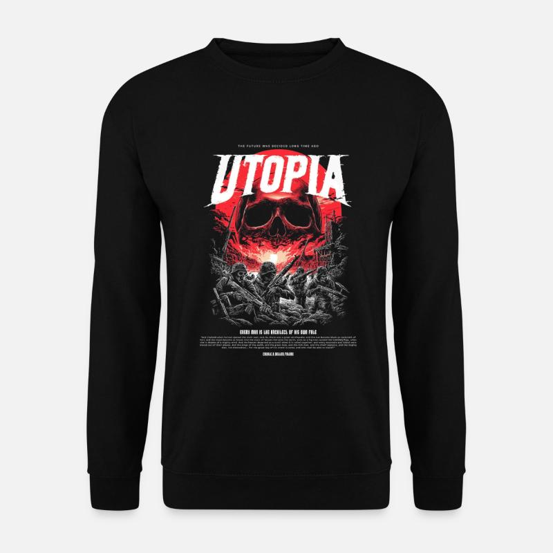 Utopia Skull Fire Red - Unisex Sweatshirt - black