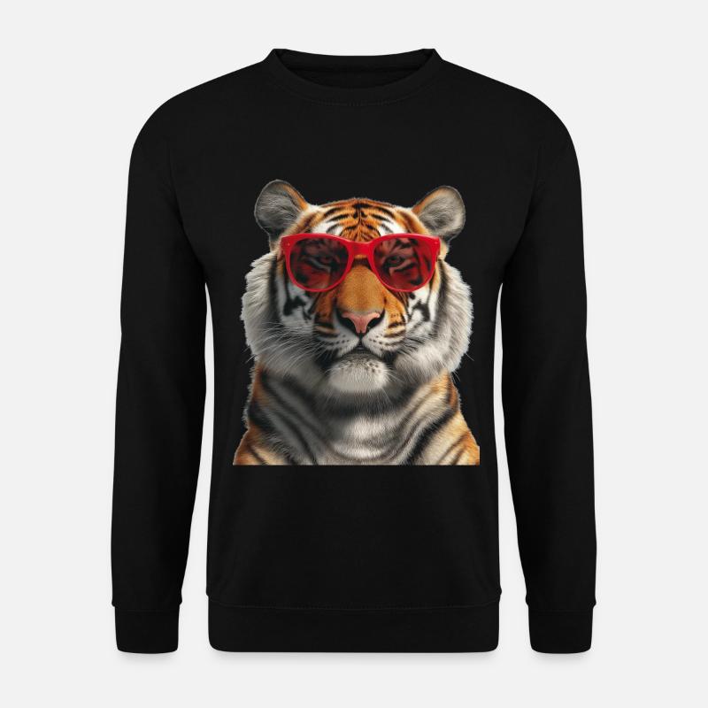 Tiger mit Sonnenbrille Lustig - Unisex Pullover - Schwarz