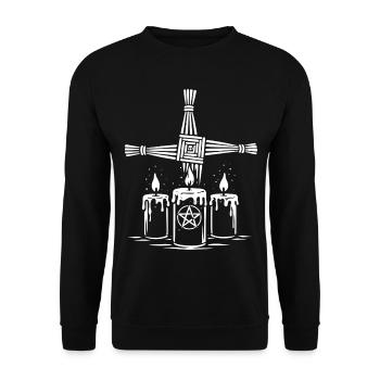 Imbolc Brigid Cross with ritual candles - Unisex Sweatshirt - black - Front - Alina (178cm) & Michal (187cm)