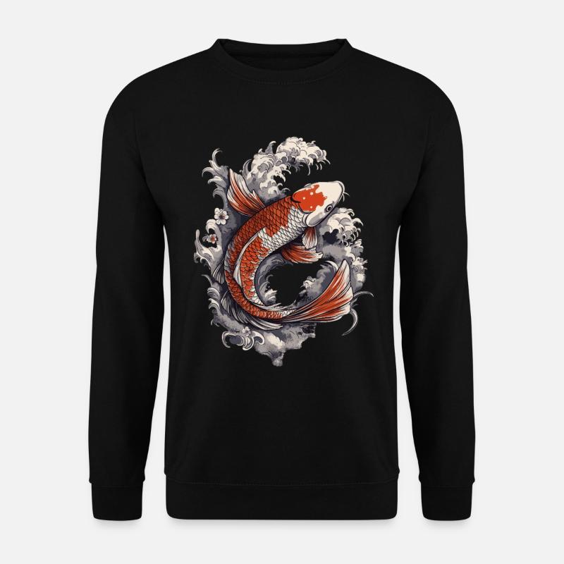 Koi im Wellenrausch - Unisex Pullover - Schwarz