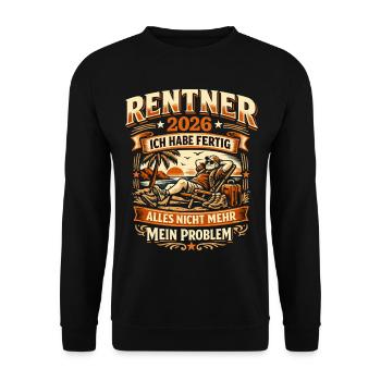 Rentner 2026 Geschenk Ich Habe Fertig Lustig - Unisex Pullover - Schwarz - Vorne - Alina (178cm) & Michal (187cm)