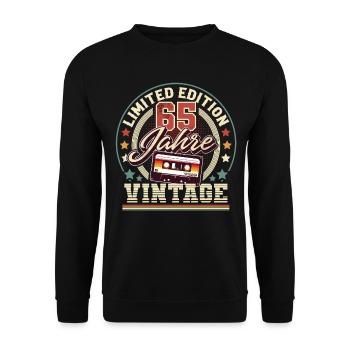 65th Birthday Vintage Cassette - Unisex Sweatshirt - black - Front - Alina (178cm) & Michal (187cm)