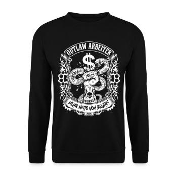 Outlaw Arbeiter Faust Zerquetscht Steuer Schlange - Unisex Pullover - Schwarz - Vorne - Alina (178cm) & Michal (187cm)