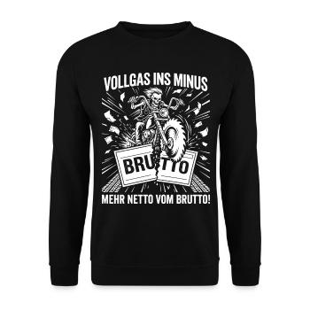 Full throttle into the red, motorcycle skeleton - Unisex Sweatshirt - black - Front - Alina (178cm) & Michal (187cm)
