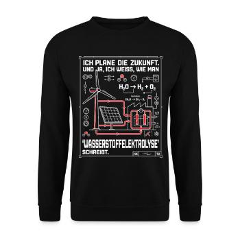 Ingenieur Plan Wasserstoffelektrolyse - Unisex Pullover - Schwarz - Vorne - Alina (178cm) & Michal (187cm)
