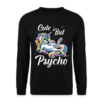 Cute Psycho Unicorn - Unisex Sweatshirt - black - Front - Alina (178cm) & Michal (187cm)