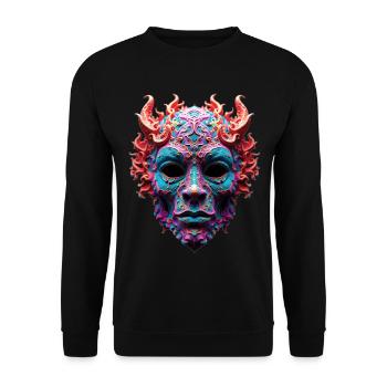 Ornate Fire Demon Mask - Unisex Sweatshirt - black - Front - Alina (178cm) & Michal (187cm)