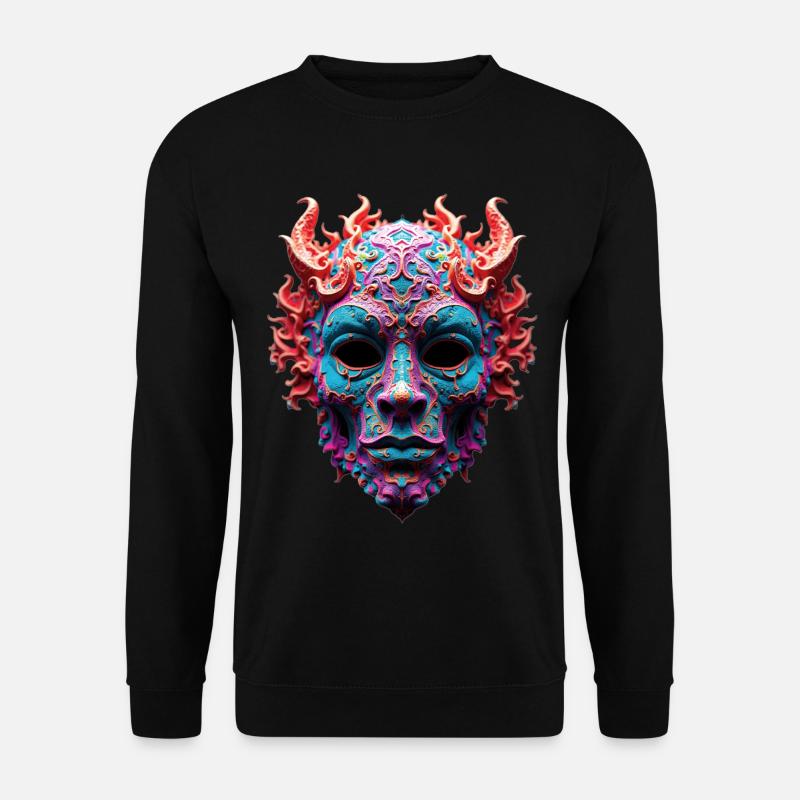 Ornate Fire Demon Mask - Unisex Sweatshirt - black