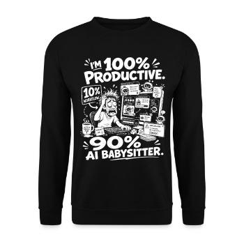 KI Babysitter Produktiv Chaos - Unisex Pullover - Schwarz - Vorne - Alina (178cm) & Michal (187cm)