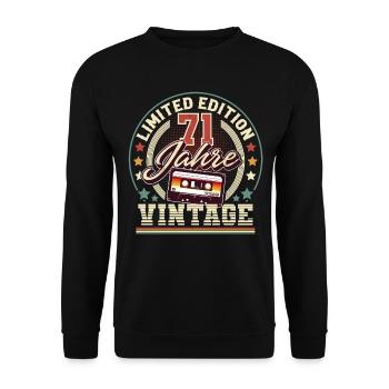 71st Birthday Vintage Cassette - Unisex Sweatshirt - black - Front - Alina (178cm) & Michal (187cm)