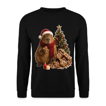 Magie de l’Avent de Capybara de Noël - Sweat-shirt Unisexe - noir - Devant - Alina (178cm) & Michal (187cm)