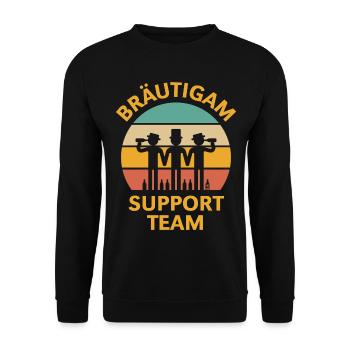 Groom Support Team (Bachelor Party Sunset / 4C) - Unisex Sweatshirt - black - Front - Alina (178cm) & Michal (187cm)