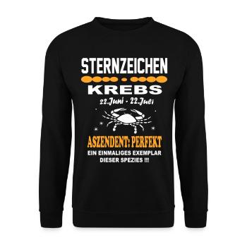 Krebs Sternzeichen Horoskop Aszendent Perfekt - Unisex Pullover - Schwarz - Vorne - Alina (178cm) & Michal (187cm)