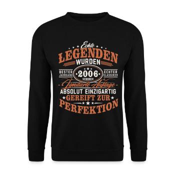 Legenden 2006 Jahrgang geboren 20 Geburtstag - Unisex Pullover - Schwarz - Vorne - Alina (178cm) & Michal (187cm)