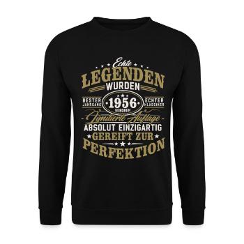 1956 Jahrgang geboren Legenden Vintage Geburtstag - Unisex Pullover - Schwarz - Vorne - Alina (178cm) & Michal (187cm)