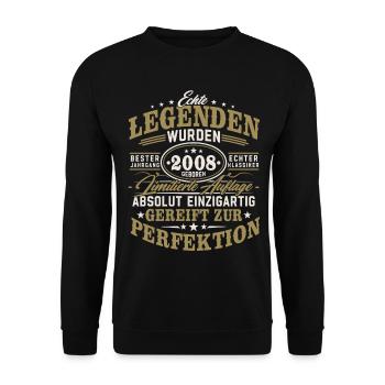 2008 Jahrgang geboren Legenden Vintage Geburtstag - Unisex Pullover - Schwarz - Vorne - Alina (178cm) & Michal (187cm)