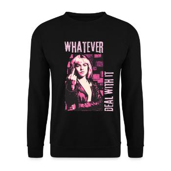 Whatever. Deal With It. | Grunge Statement - Unisex Pullover - Schwarz - Vorne - Alina (178cm) & Michal (187cm)