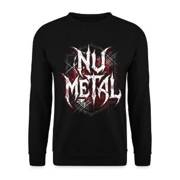 Nu Metal Grunge Wappen für Metalheads - Unisex Pullover - Schwarz - Vorne - Alina (178cm) & Michal (187cm)