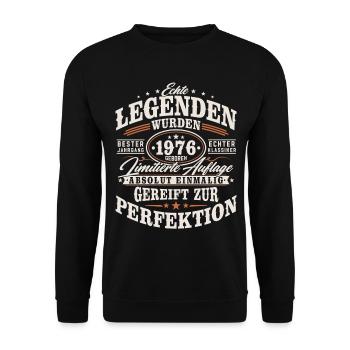 1976 Jahrgang Vintage Geburtstag Geschenk Retro - Unisex Pullover - Schwarz - Vorne - Alina (178cm) & Michal (187cm)