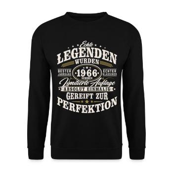 1966 Jahrgang Vintage Geburtstag Geschenk Retro - Unisex Pullover - Schwarz - Vorne - Alina (178cm) & Michal (187cm)