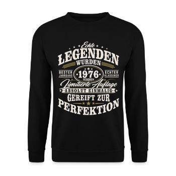 1976 Jahrgang Vintage Geburtstag Geschenk Retro - Unisex Pullover - Schwarz - Vorne - Alina (178cm) & Michal (187cm)