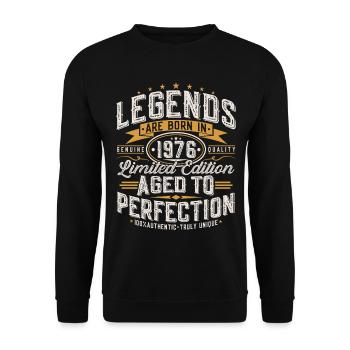 Cadeau rétro vintage d’anniversaire 1976 - Sweat-shirt Unisexe - noir - Devant - Alina (178cm) & Michal (187cm)