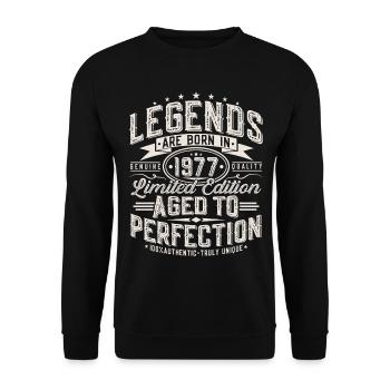 Cadeau d’anniversaire vintage vintage rétro 1977 - Sweat-shirt Unisexe - noir - Devant - Alina (178cm) & Michal (187cm)
