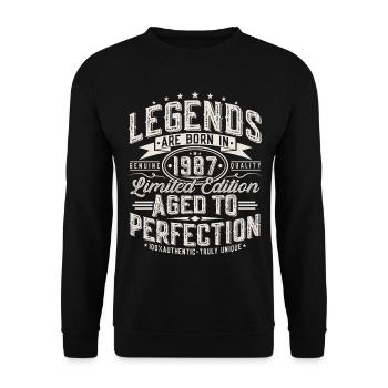 1987 Vintage Vintage Cadeau d’anniversaire Rétro - Sweat-shirt Unisexe - noir - Devant - Alina (178cm) & Michal (187cm)