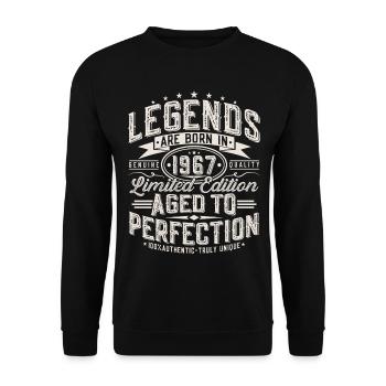 1967 Jahrgang Geburtstag Vintage Retro Geschenk - Unisex Pullover - Schwarz - Vorne - Alina (178cm) & Michal (187cm)