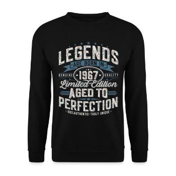 Jahrgang 1967 geboren Legenden Geburtstag Geschenk - Unisex Pullover - Schwarz - Vorne - Alina (178cm) & Michal (187cm)