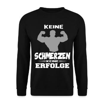 Keine Schmerzen Keine Erfolge Bodybuilding Mann - Unisex Pullover - Schwarz - Vorne - Alina (178cm) & Michal (187cm)