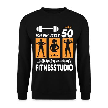 50 Jahre Alter Geburtstag Bodybuilding Frau Happy - Unisex Pullover - Schwarz - Vorne - Alina (178cm) & Michal (187cm)