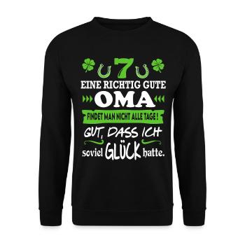 Beste Oma Grandma Familie Glück Sprüche Family - Unisex Pullover - Schwarz - Vorne - Alina (178cm) & Michal (187cm)