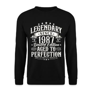 Legendär seit 1987 Jahrgang Geburtstag Geschenk - Unisex Pullover - Schwarz - Vorne - Alina (178cm) & Michal (187cm)